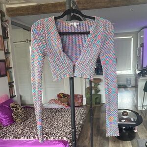 Colorful Knit Cropped Cardigan
